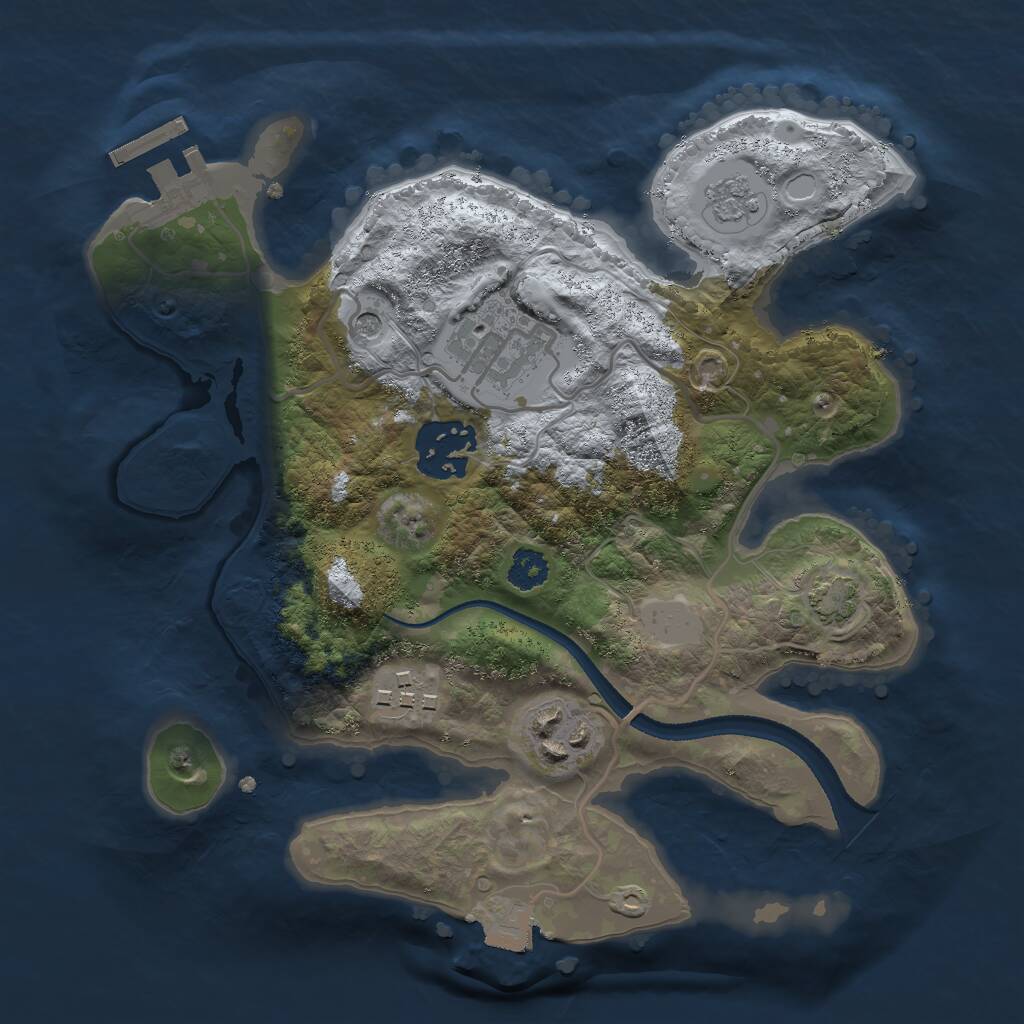 Rust Map: Procedural Map, Size: 2500, Seed: 864670281, 9 Monuments
