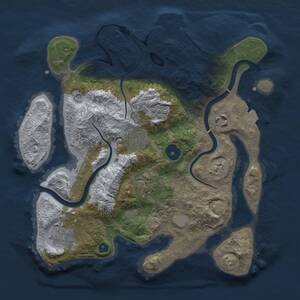 Thumbnail Rust Map: Procedural Map, Size: 3000, Seed: 2055043498, 9 Monuments