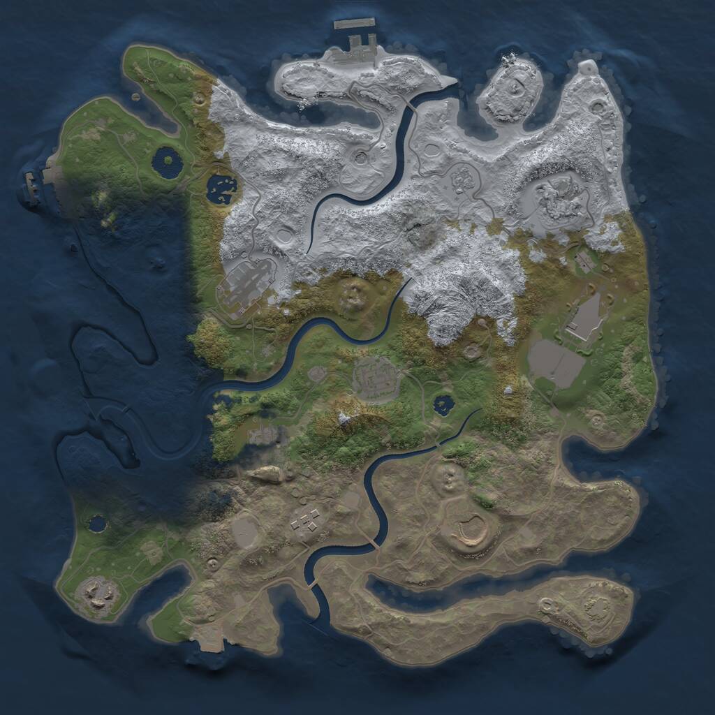 Rust Map: Procedural Map, Size: 3500, Seed: 17456123, 15 Monuments