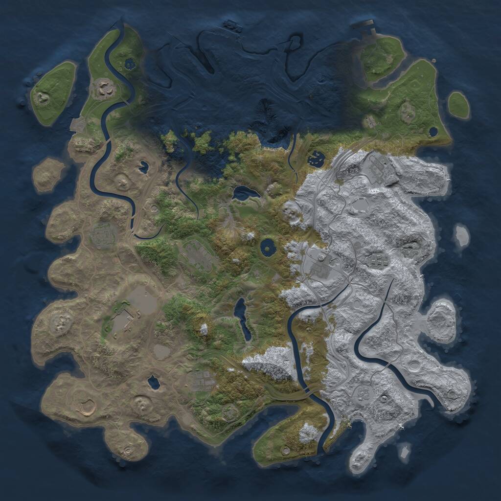 Rust Map: Procedural Map, Size: 4500, Seed: 1166154808, 16 Monuments