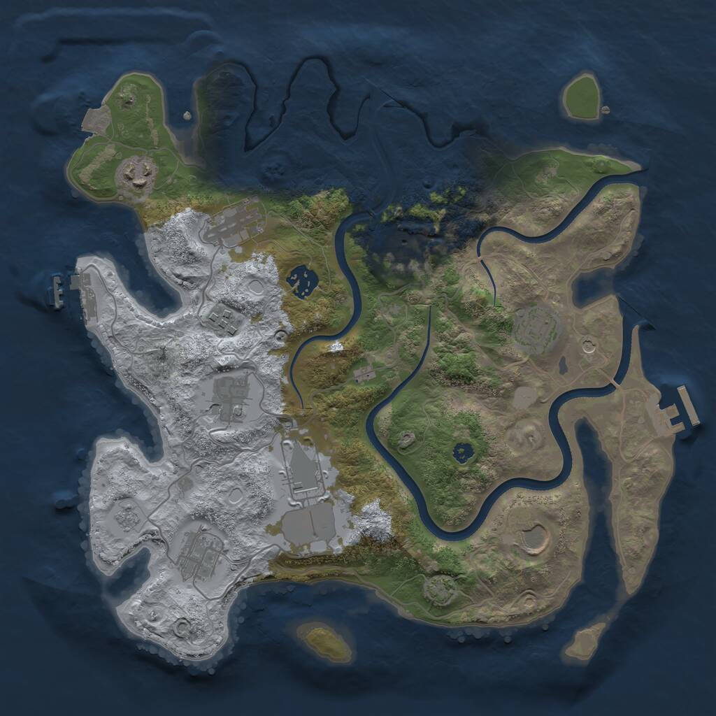 Rust Map: Procedural Map, Size: 3500, Seed: 830185208, 16 Monuments