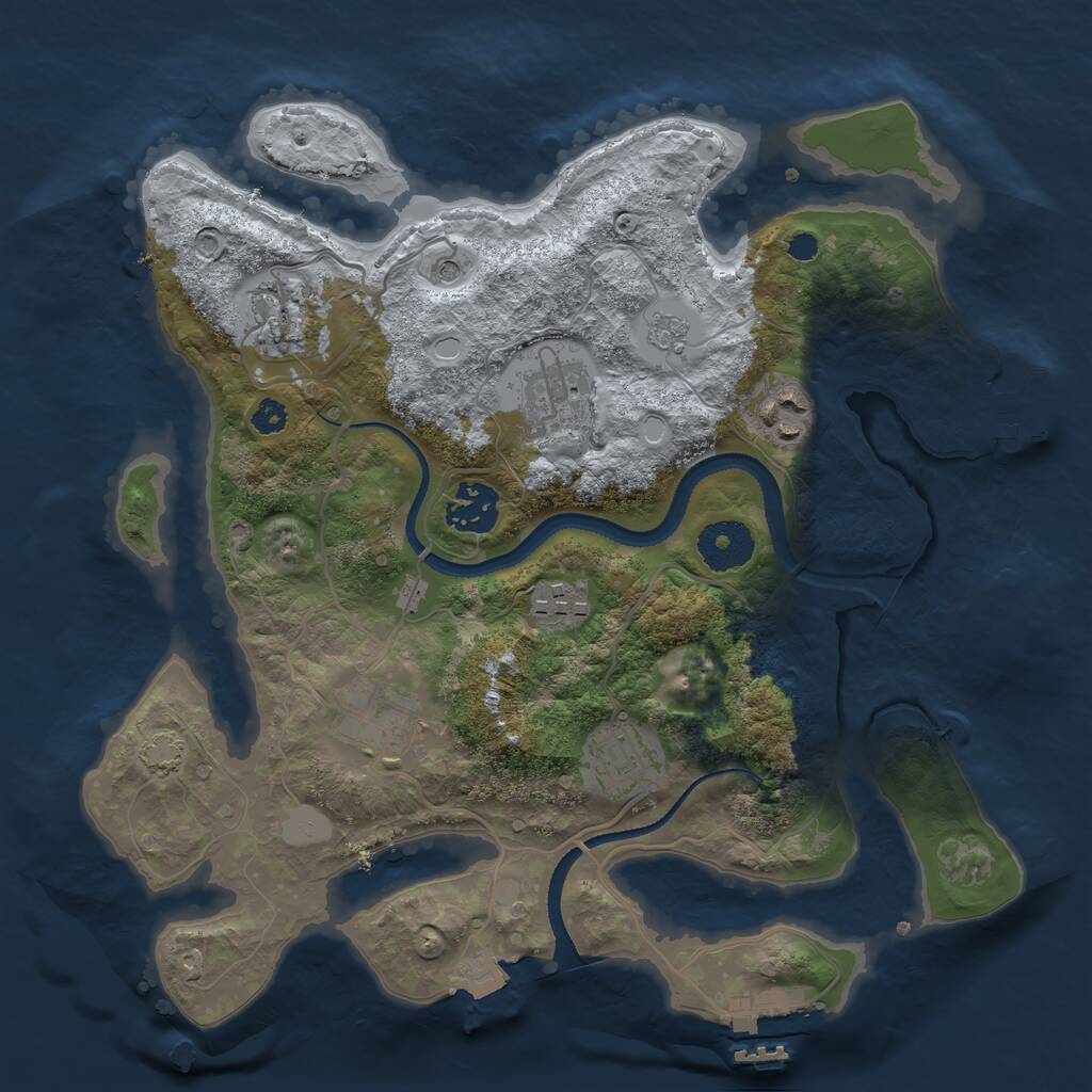 Rust Map: Procedural Map, Size: 3125, Seed: 2360186, 13 Monuments