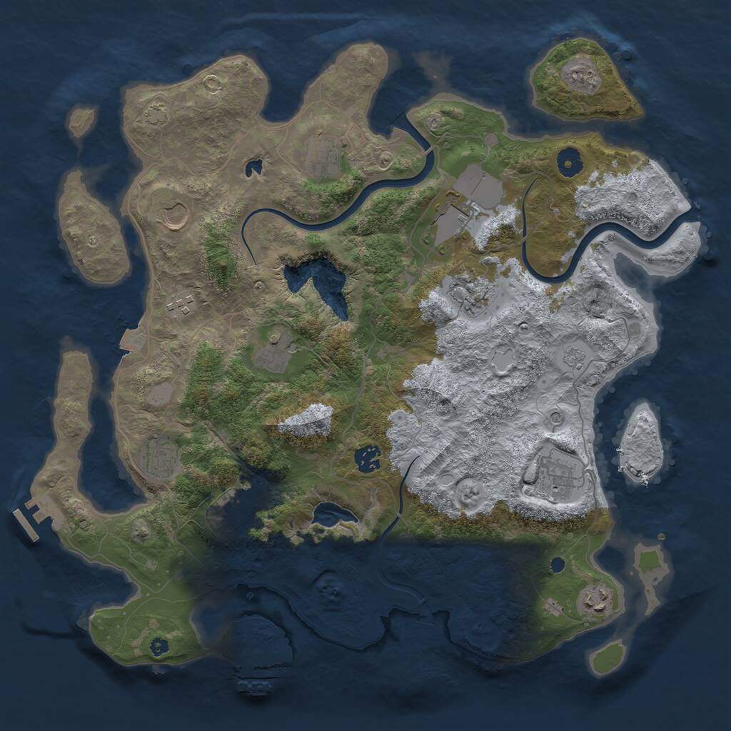 Rust Map: Procedural Map, Size: 4000, Seed: 350539684, 17 Monuments