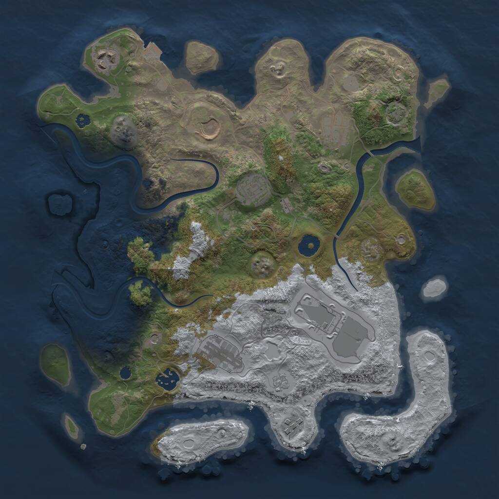 Rust Map: Procedural Map, Size: 3500, Seed: 1856902790, 12 Monuments