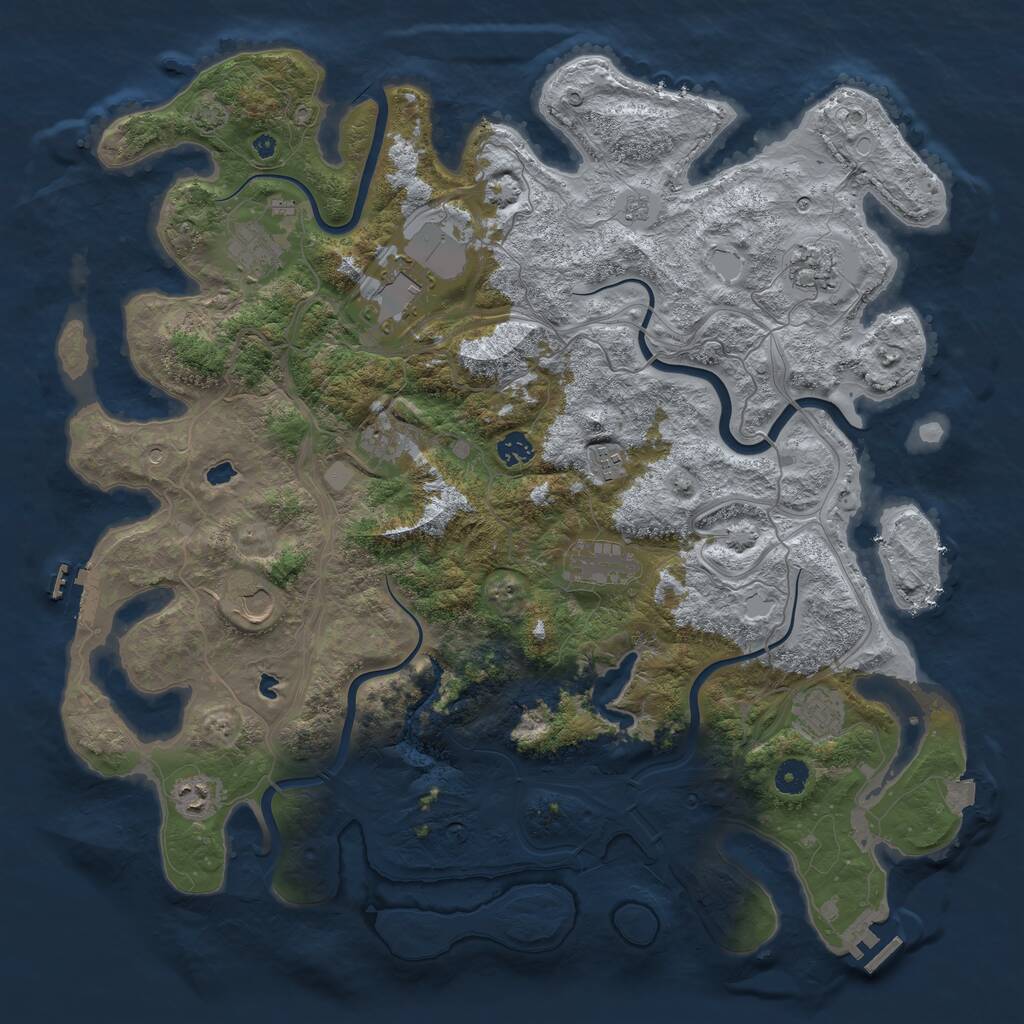 Rust Map: Procedural Map, Size: 4500, Seed: 96446576, 16 Monuments