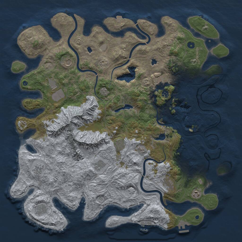 Rust Map: Procedural Map, Size: 5000, Seed: 821719712, 17 Monuments