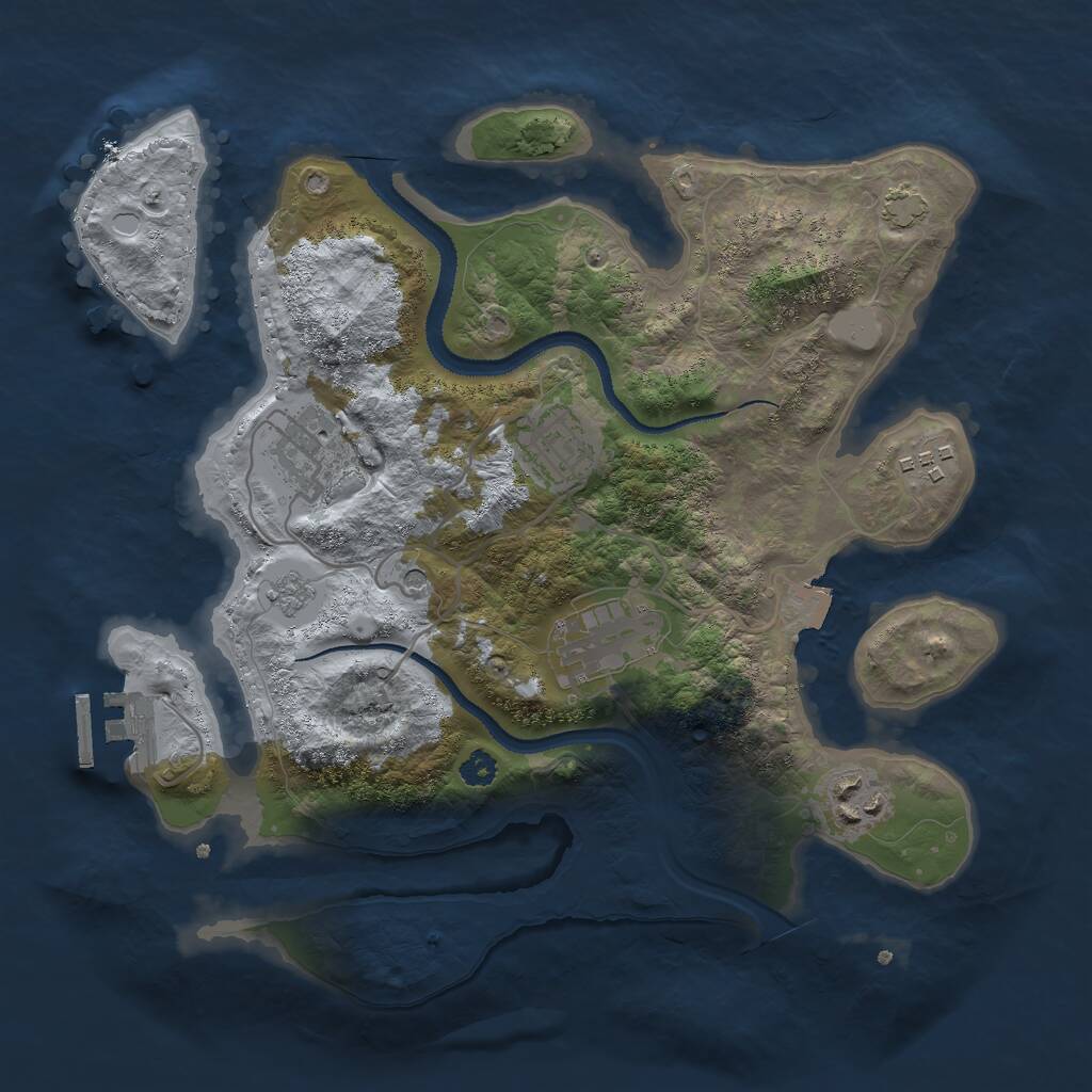 Rust Map: Procedural Map, Size: 3000, Seed: 35946, 10 Monuments