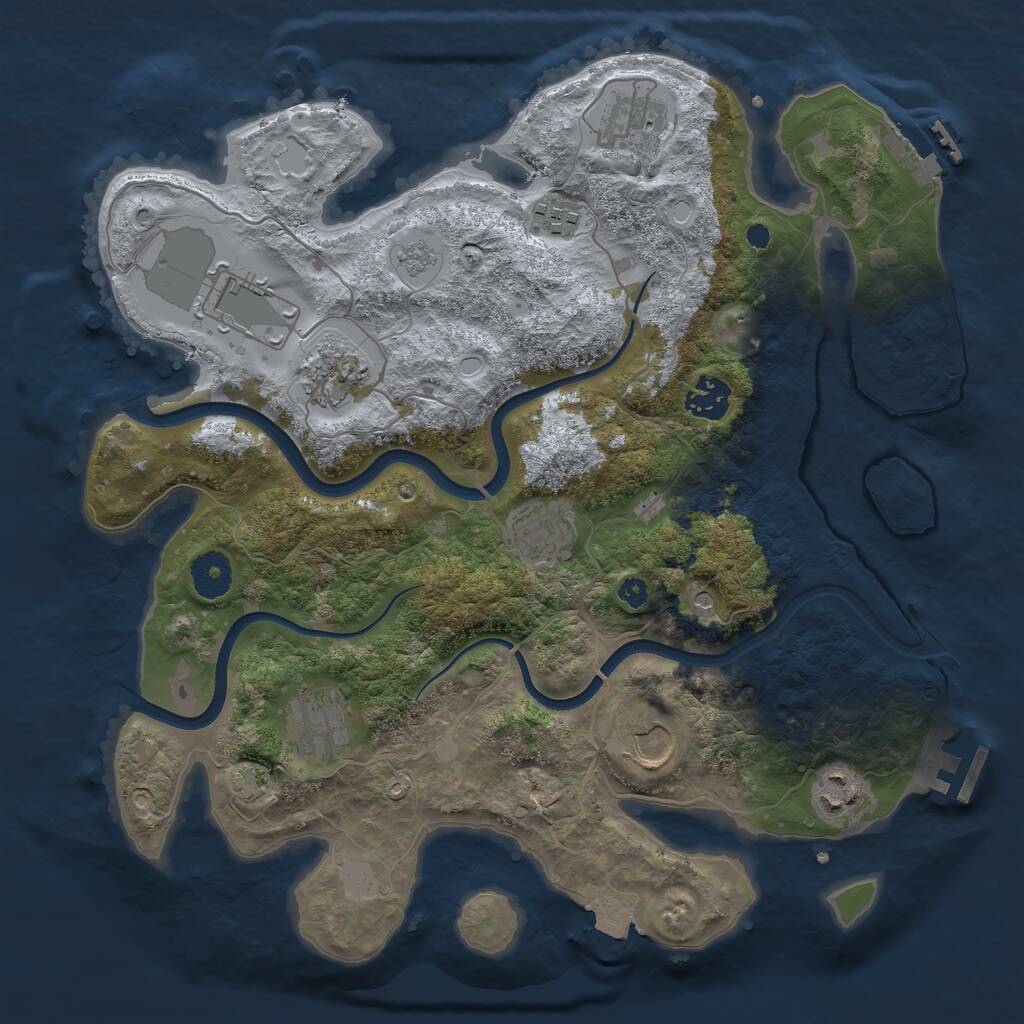 Rust Map: Procedural Map, Size: 3500, Seed: 19427813, 15 Monuments