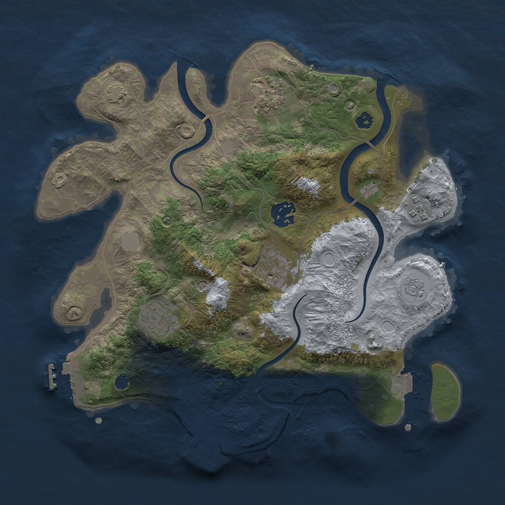 Rust Map: Procedural Map, Size: 3000, Seed: 65484, 11 Monuments