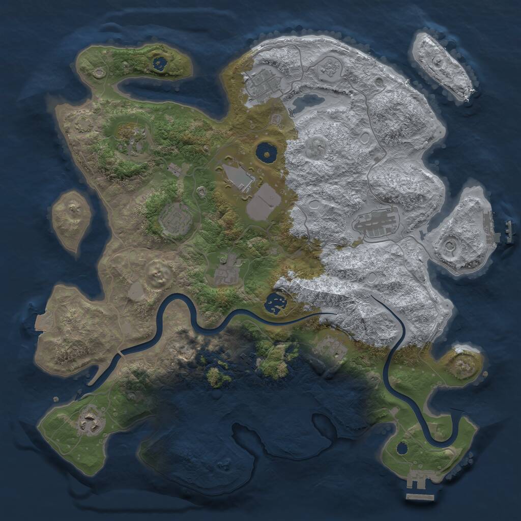 Rust Map: Procedural Map, Size: 3750, Seed: 1832122505, 16 Monuments