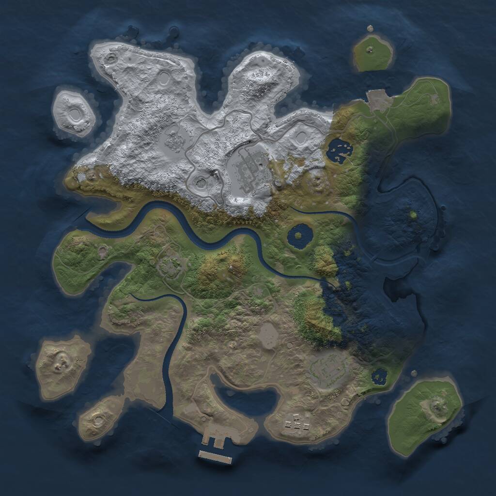 Rust Map: Procedural Map, Size: 3000, Seed: 9596, 9 Monuments