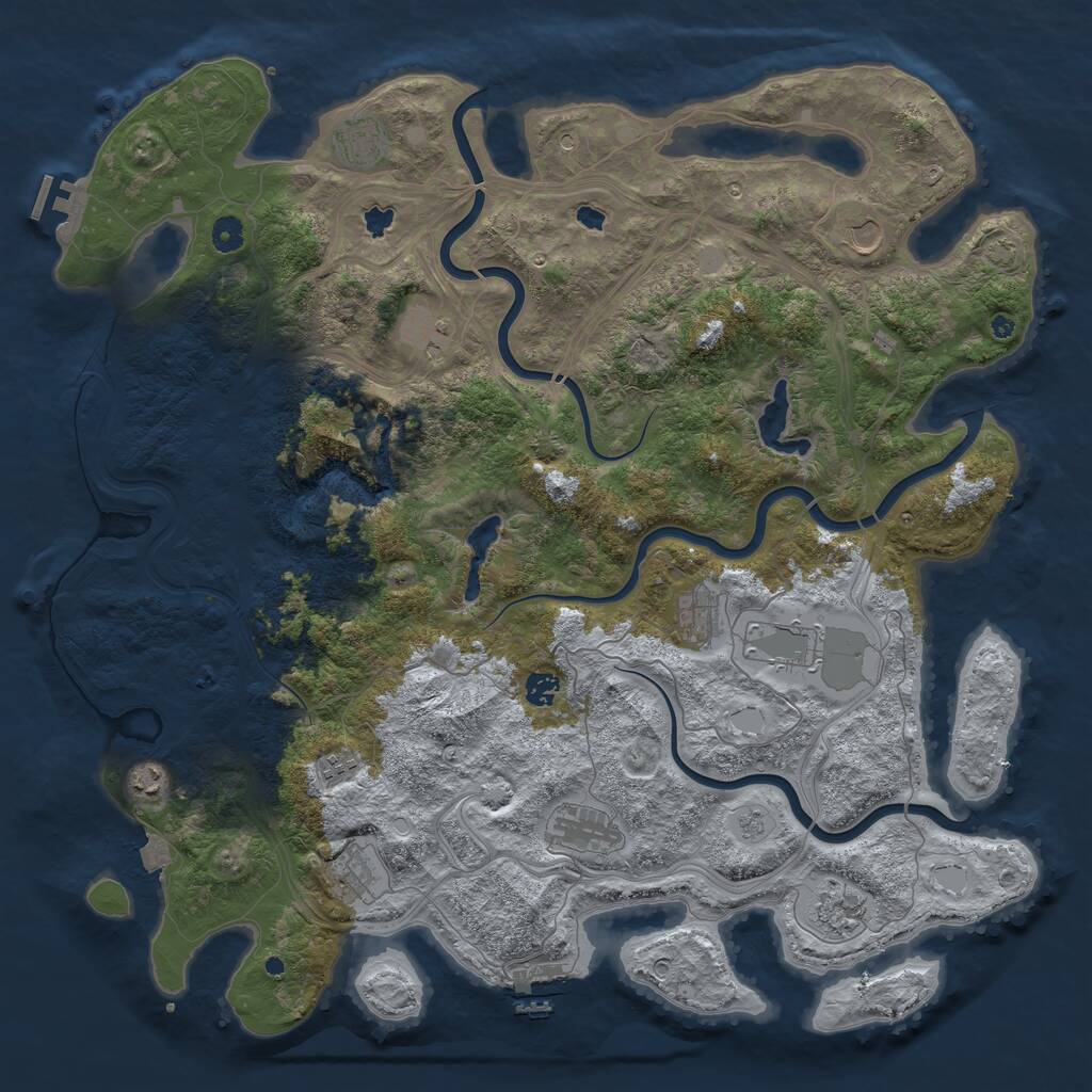 Rust Map: Procedural Map, Size: 4750, Seed: 844901421, 17 Monuments