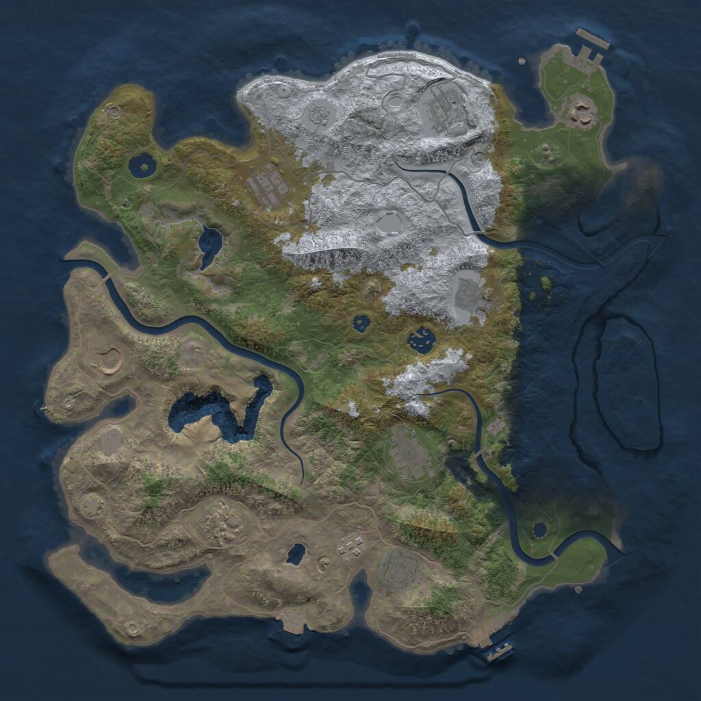 Rust Map: Procedural Map, Size: 4000, Seed: 224175700, 16 Monuments
