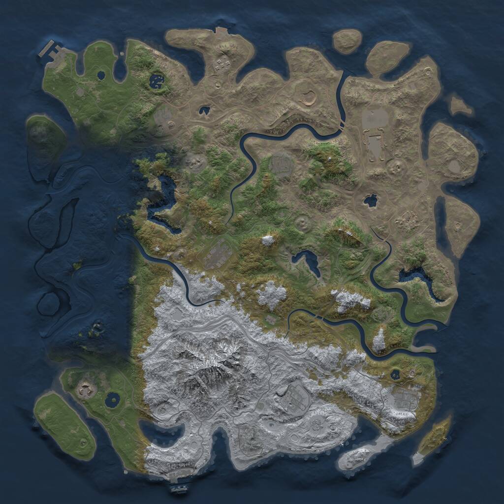 Rust Map: Procedural Map, Size: 5000, Seed: 2011548645, 17 Monuments