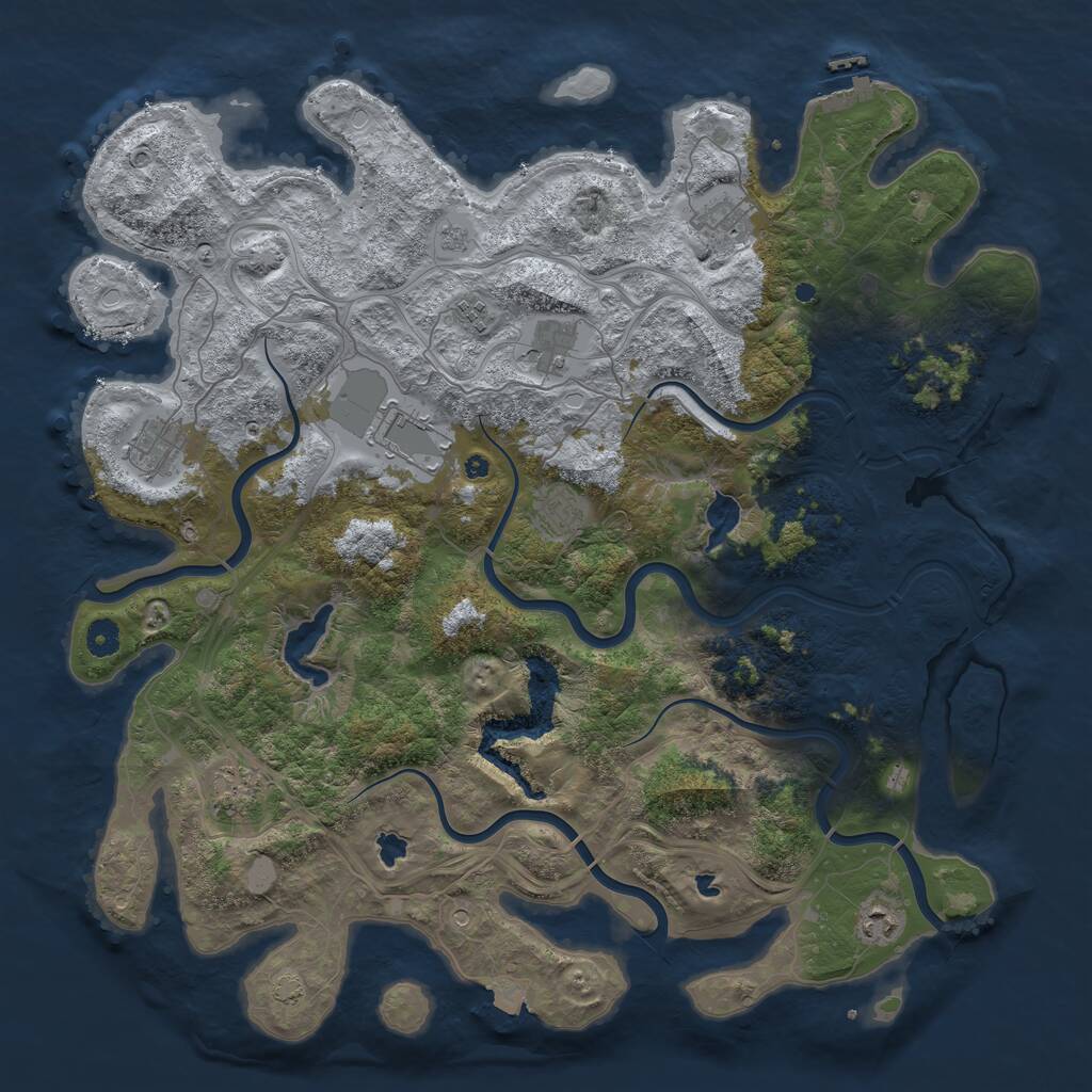 Rust Map: Procedural Map, Size: 4500, Seed: 19427813, 14 Monuments