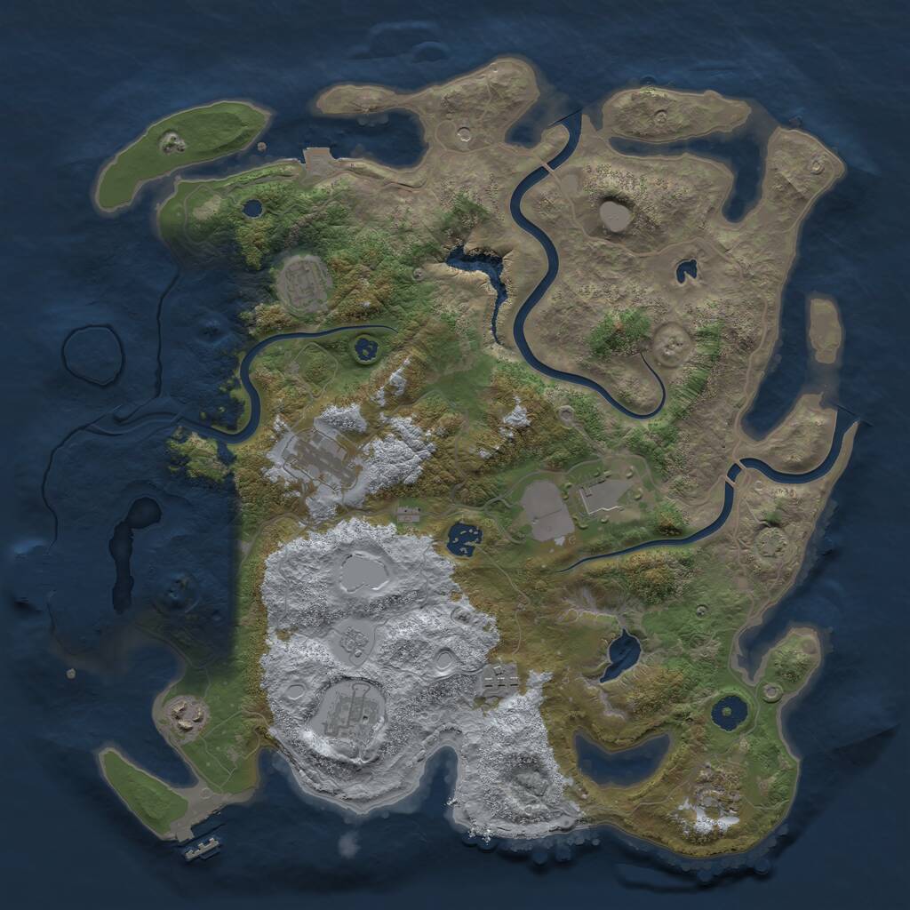 Rust Map: Procedural Map, Size: 4000, Seed: 378397187, 14 Monuments