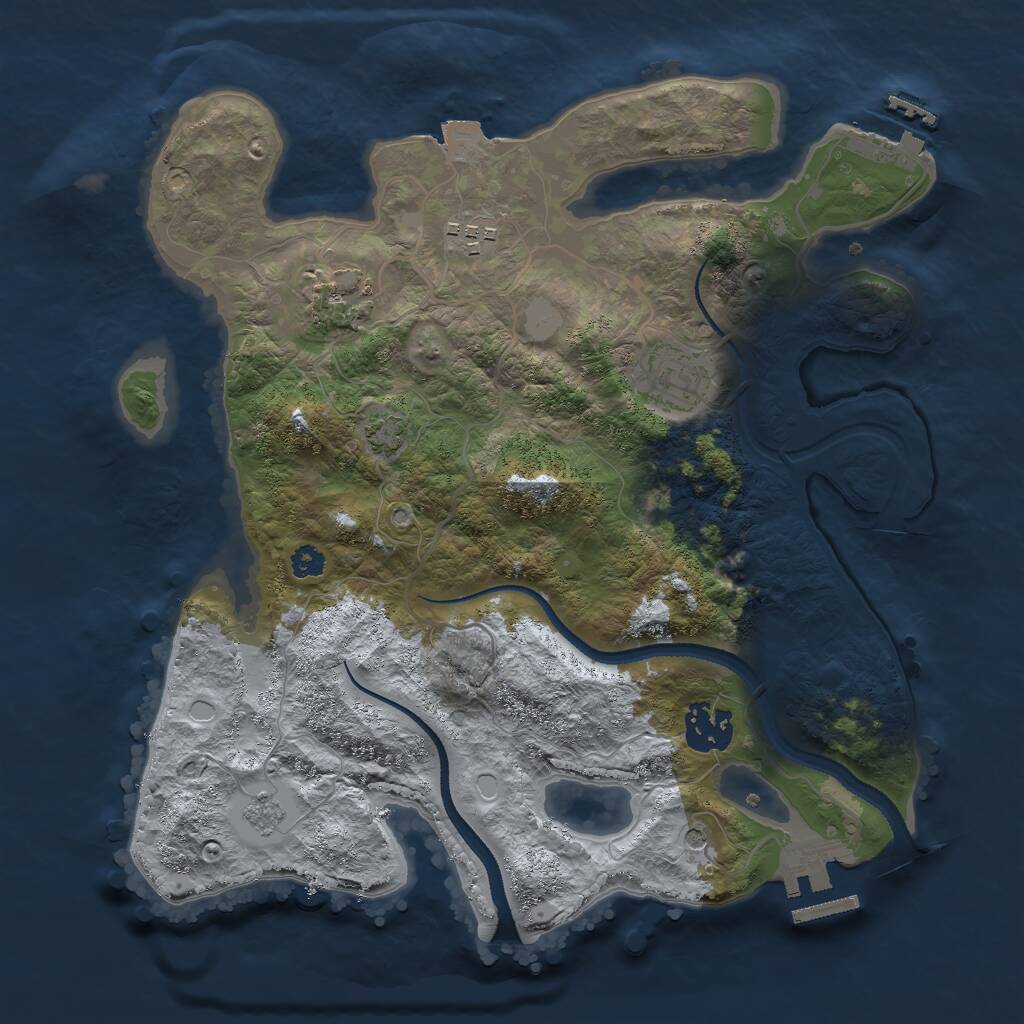 Rust Map: Procedural Map, Size: 3050, Seed: 3860533, 10 Monuments