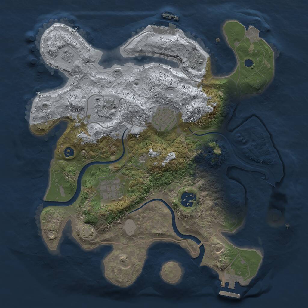 Rust Map: Procedural Map, Size: 3000, Seed: 19427813, 11 Monuments
