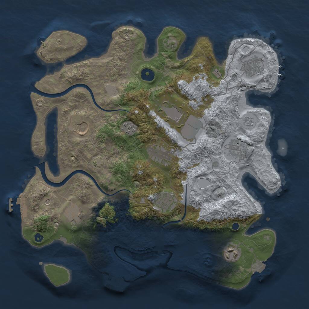 Rust Map: Procedural Map, Size: 3500, Seed: 1290676235, 15 Monuments