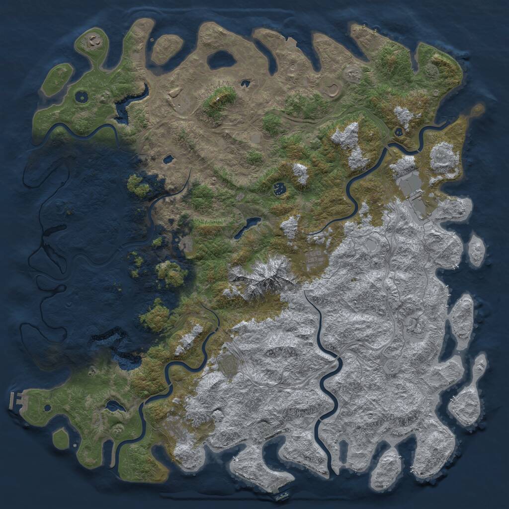 Rust Map: Procedural Map, Size: 6000, Seed: 439922836, 17 Monuments