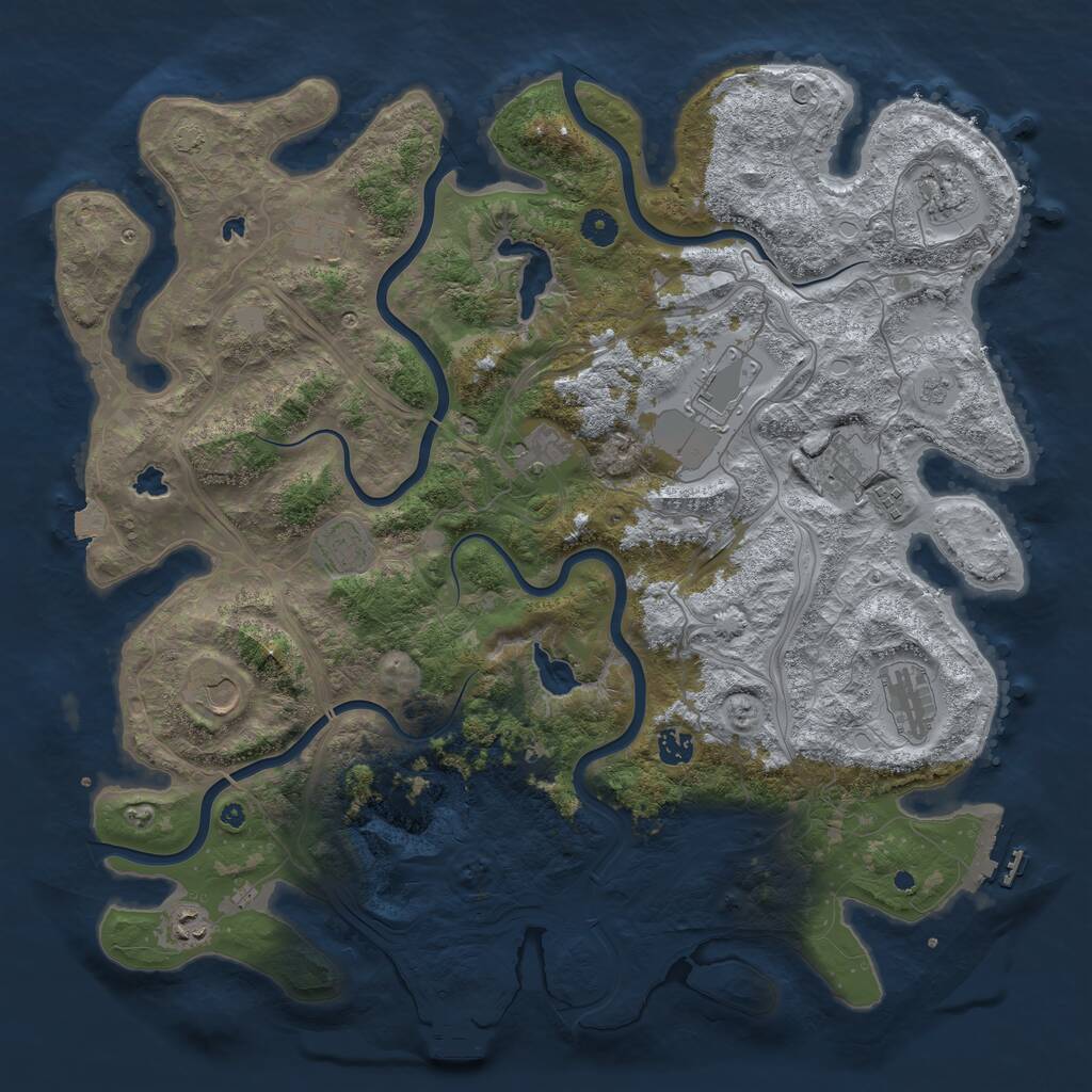 Rust Map: Procedural Map, Size: 4500, Seed: 2065844271, 17 Monuments