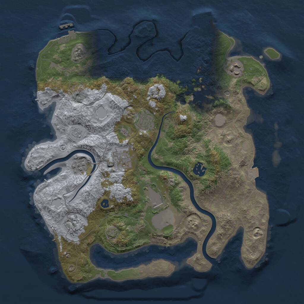 Rust Map: Procedural Map, Size: 3500, Seed: 645597507, 14 Monuments
