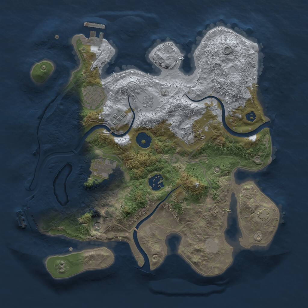 Rust Map: Procedural Map, Size: 3000, Seed: 32035, 11 Monuments