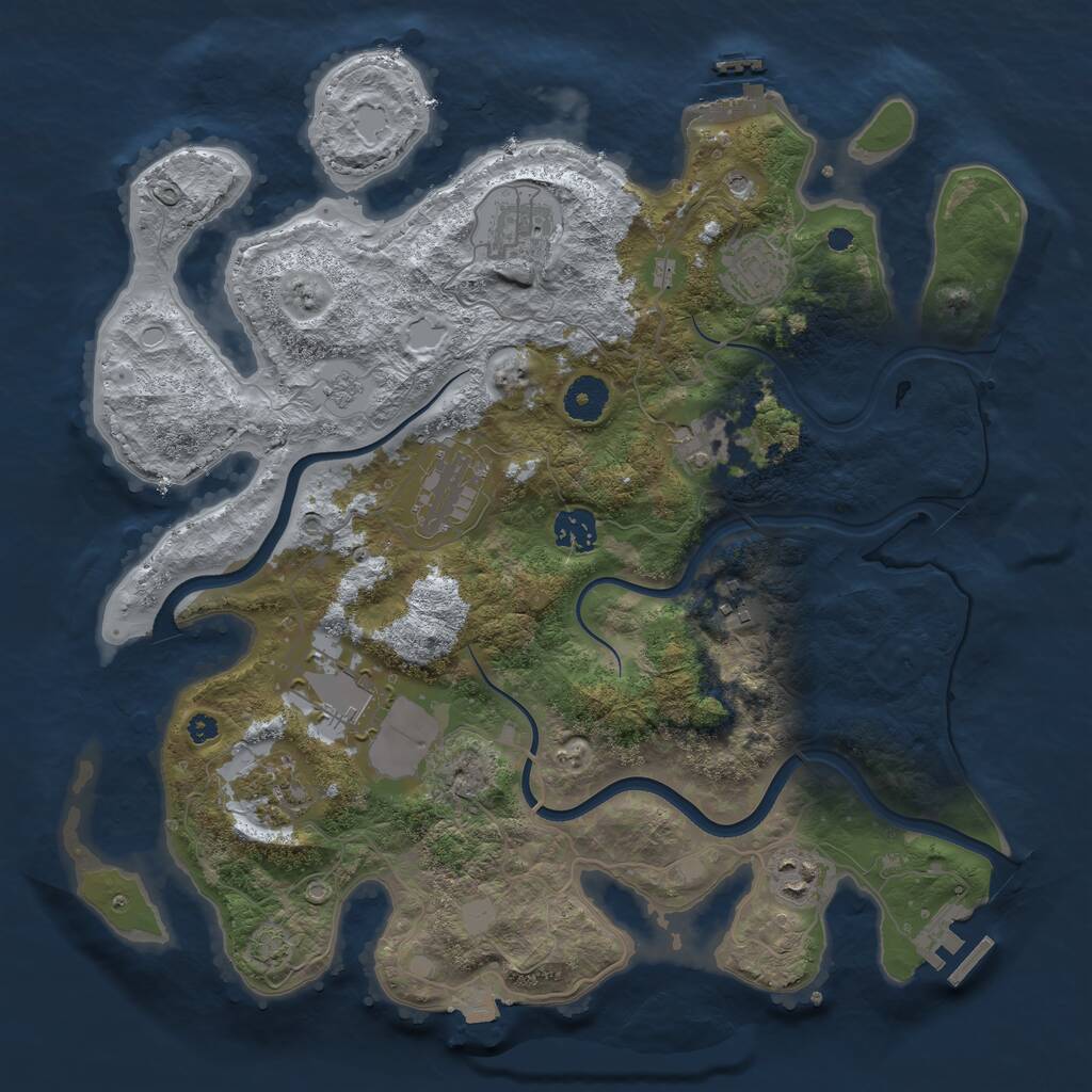 Rust Map: Procedural Map, Size: 3700, Seed: 397043142, 15 Monuments