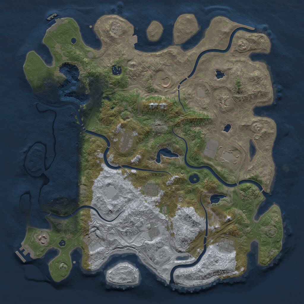 Rust Map: Procedural Map, Size: 4500, Seed: 219591515, 17 Monuments