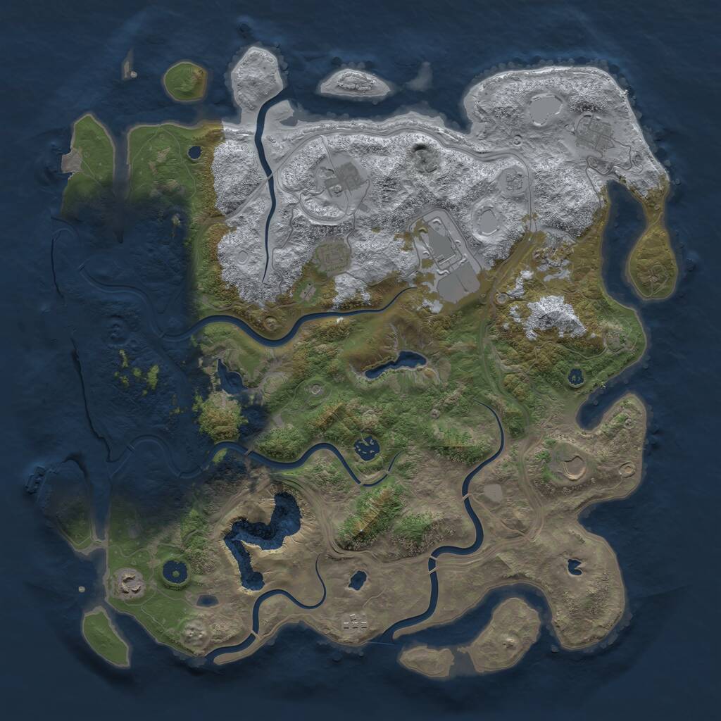 Rust Map: Procedural Map, Size: 4500, Seed: 1028153165, 15 Monuments