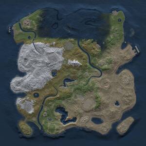 Thumbnail Rust Map: Procedural Map, Size: 4000, Seed: 993513639, 15 Monuments