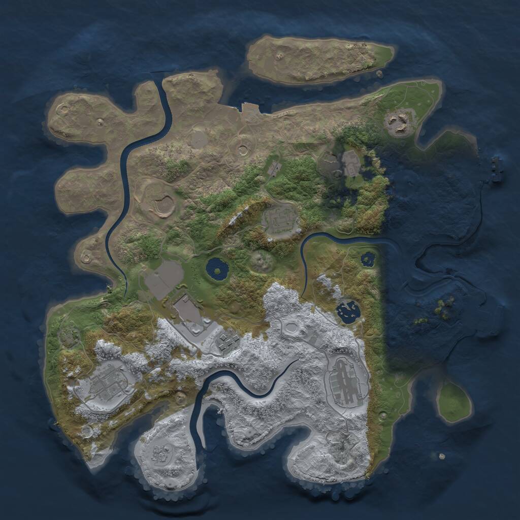 Rust Map: Procedural Map, Size: 3500, Seed: 1319440709, 15 Monuments