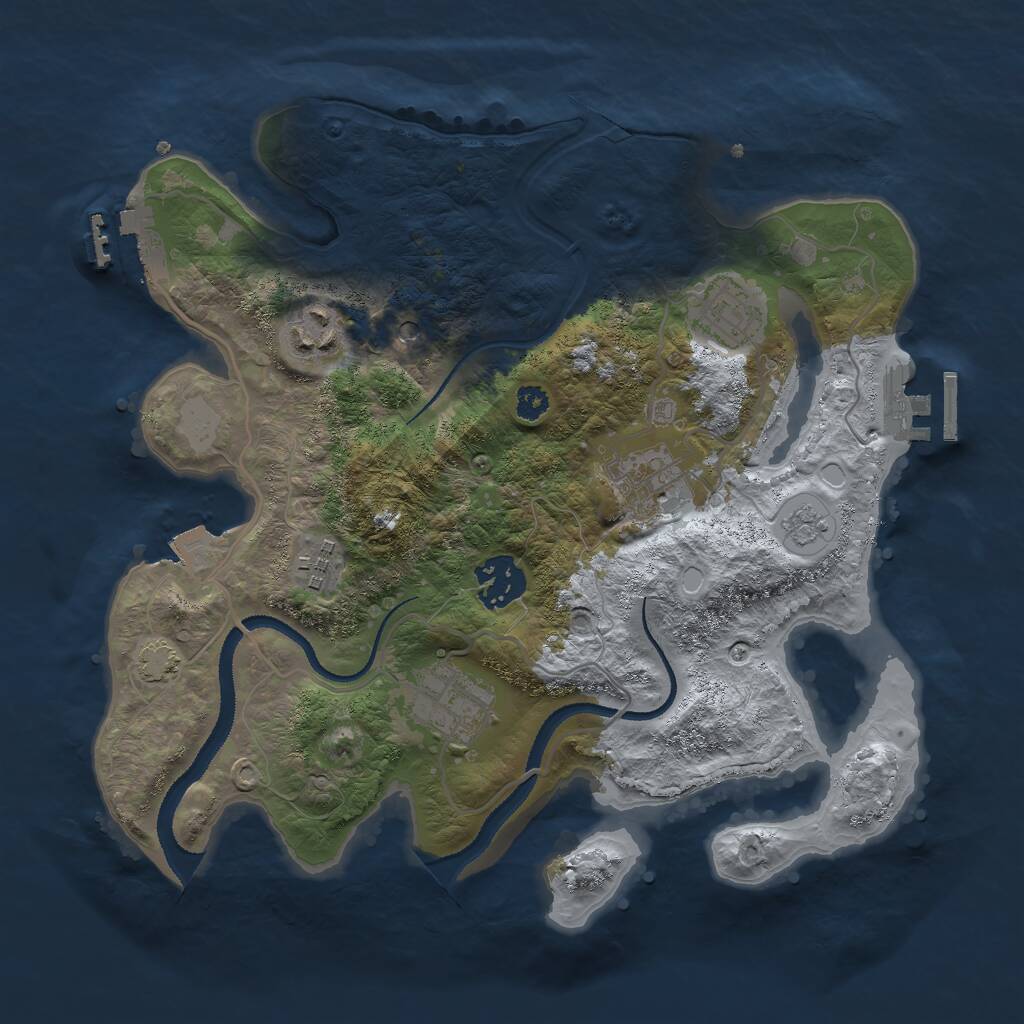 Rust Map: Procedural Map, Size: 3000, Seed: 24035992, 12 Monuments