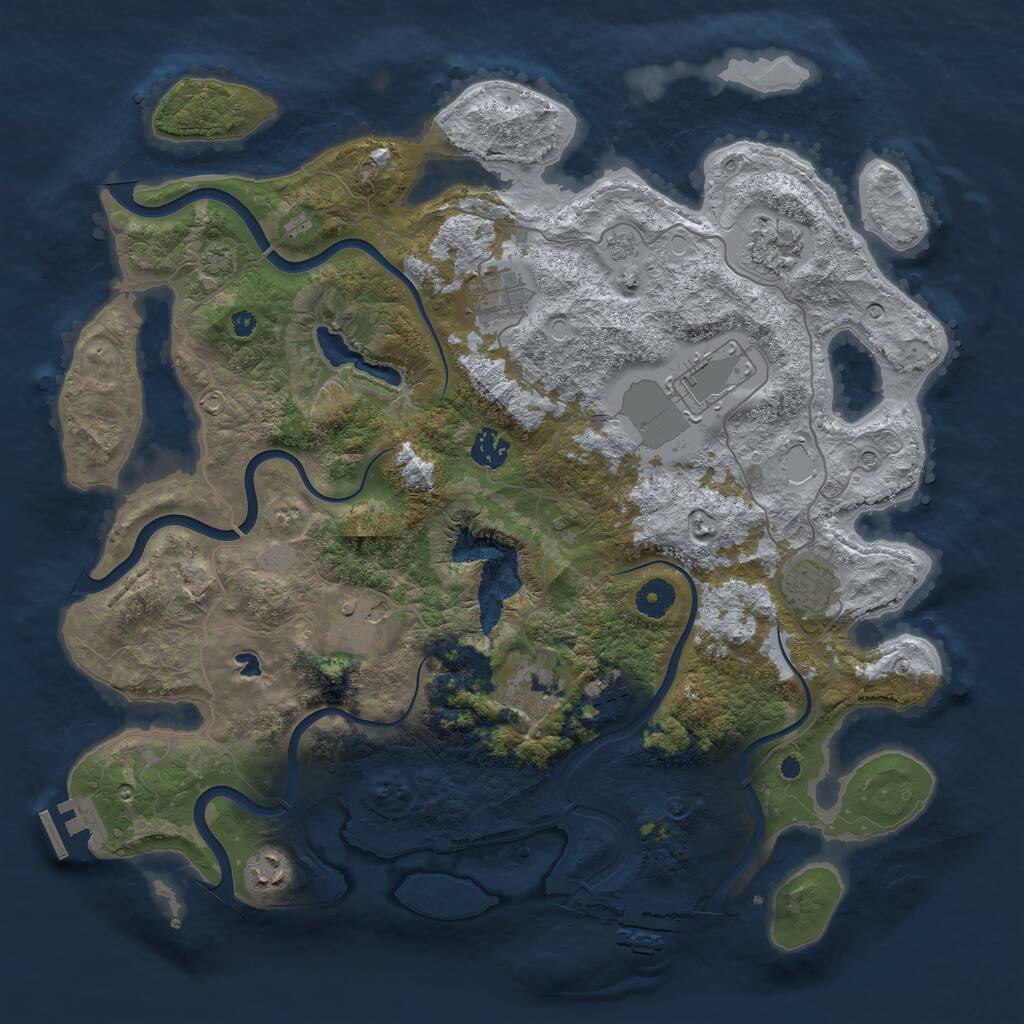 Rust Map: Procedural Map, Size: 4033, Seed: 1234567890, 15 Monuments