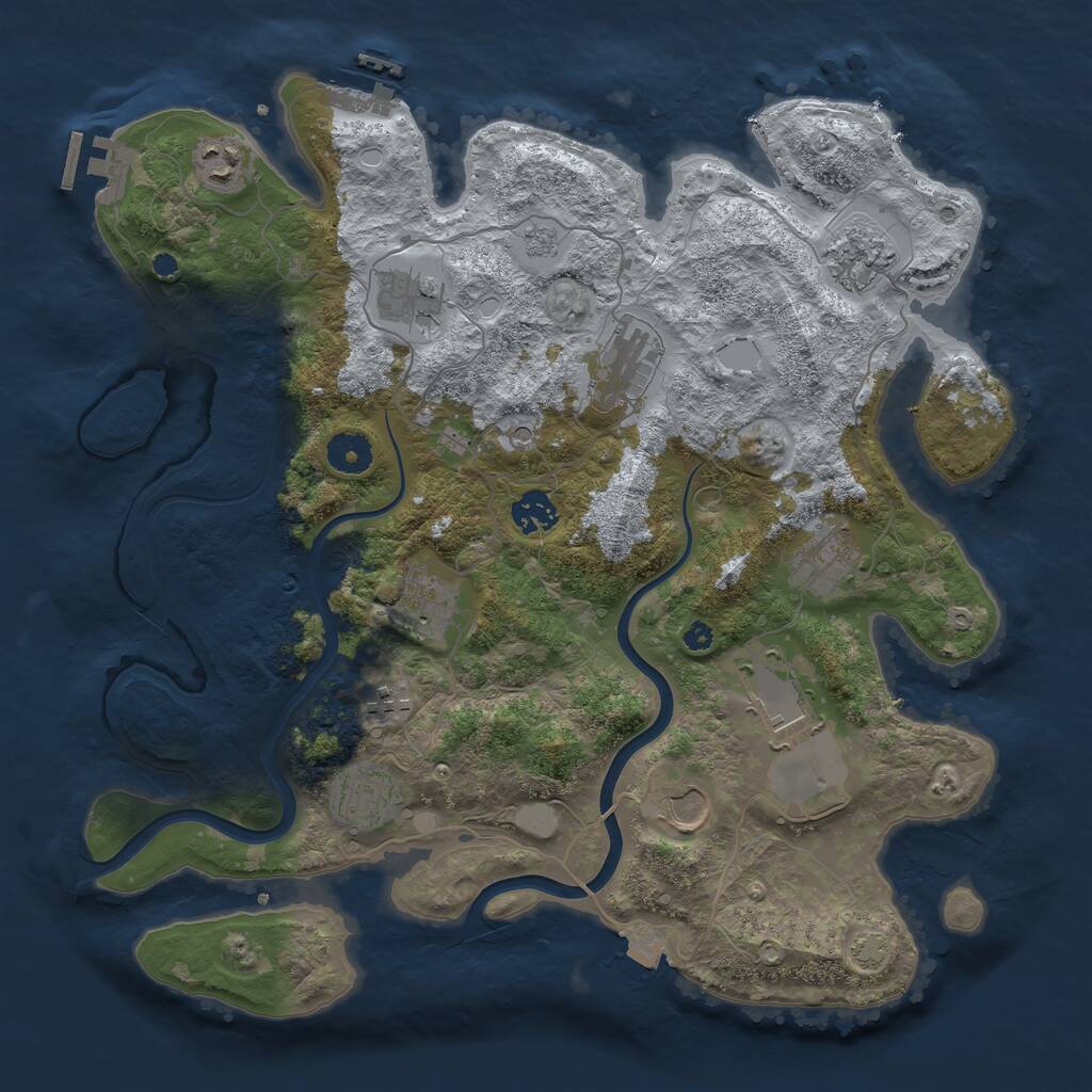 Rust Map: Procedural Map, Size: 3750, Seed: 71625, 17 Monuments
