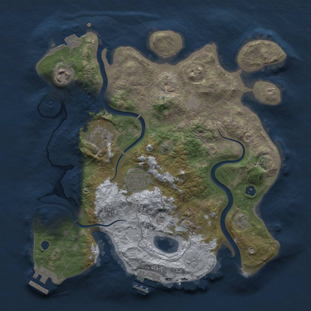 Rust Map: Procedural Map, Size: 3000, Seed: 2011548645, 10 Monuments