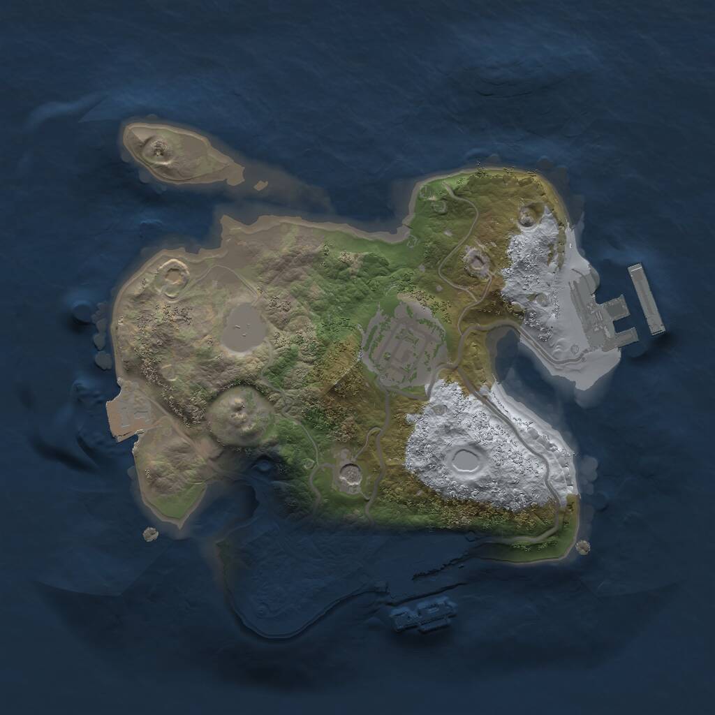 Rust Map: Procedural Map, Size: 2000, Seed: 1344009458, 5 Monuments