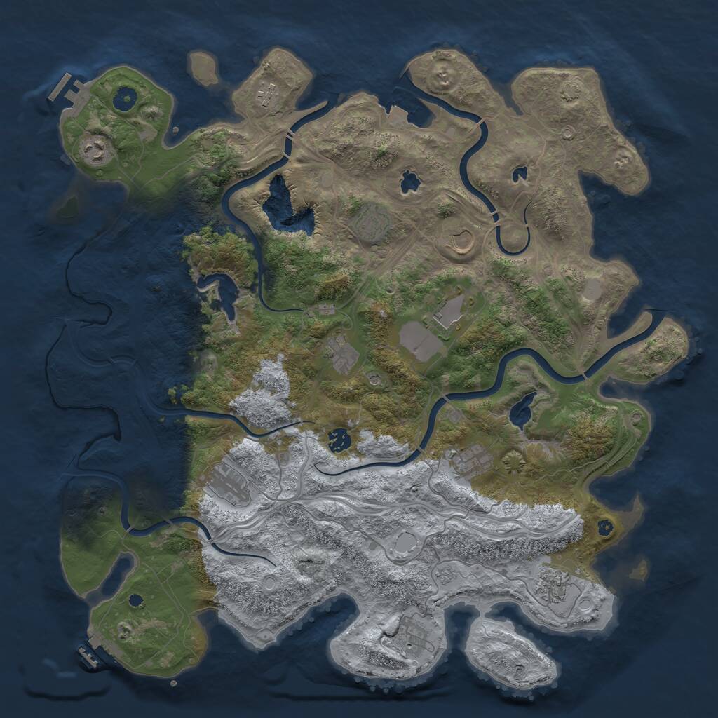 Rust Map: Procedural Map, Size: 4500, Seed: 1886632870, 17 Monuments