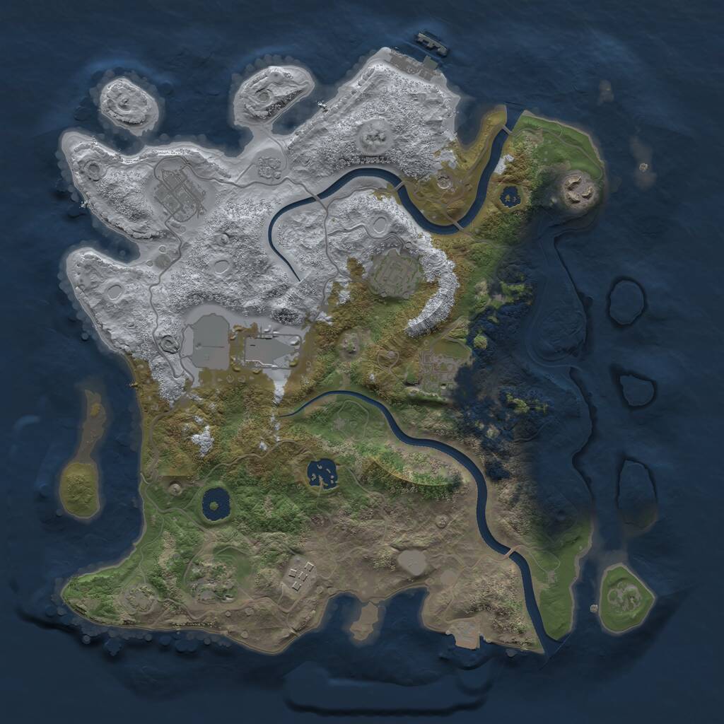 Rust Map: Procedural Map, Size: 3500, Seed: 748948342, 13 Monuments