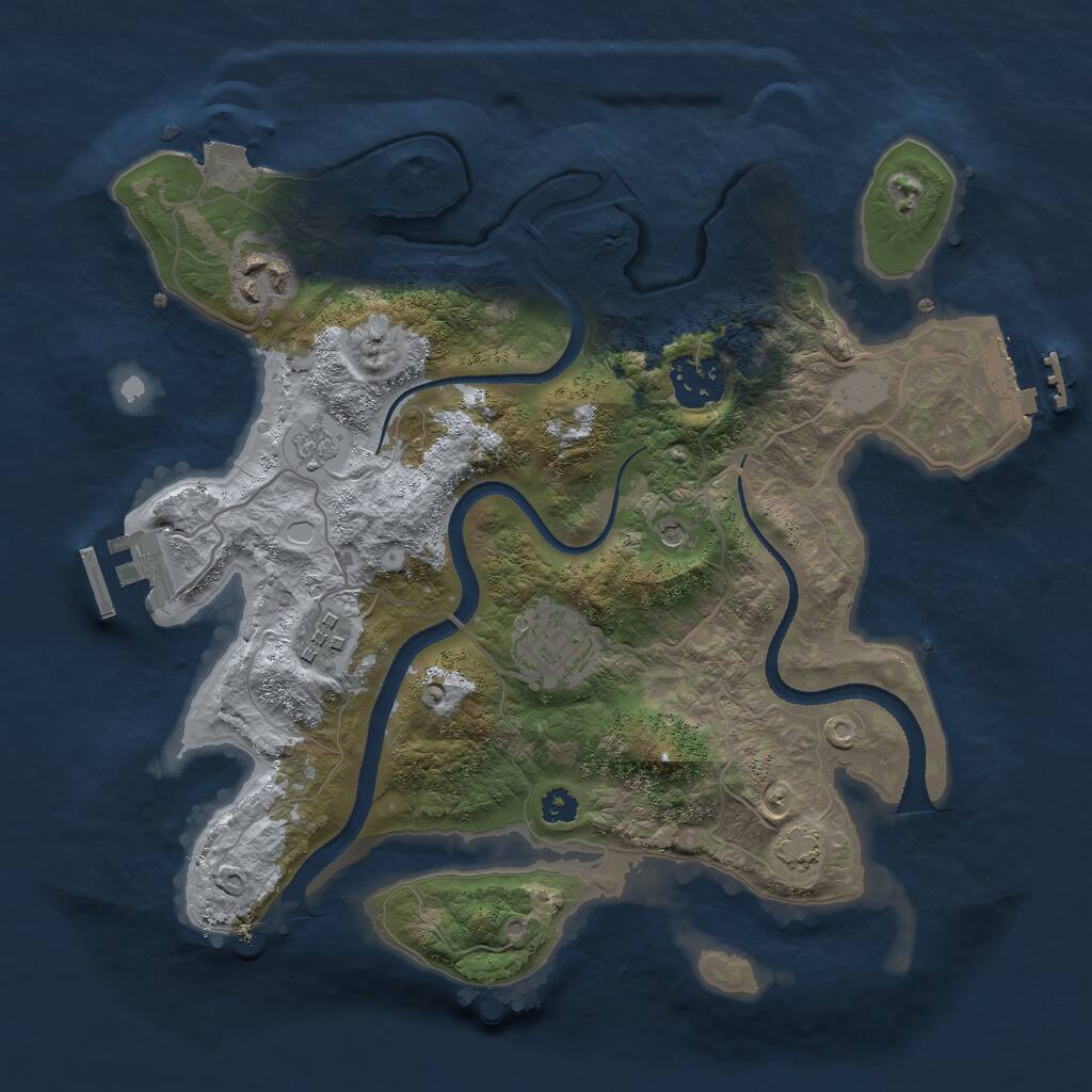 Rust Map: Procedural Map, Size: 3000, Seed: 18677, 10 Monuments