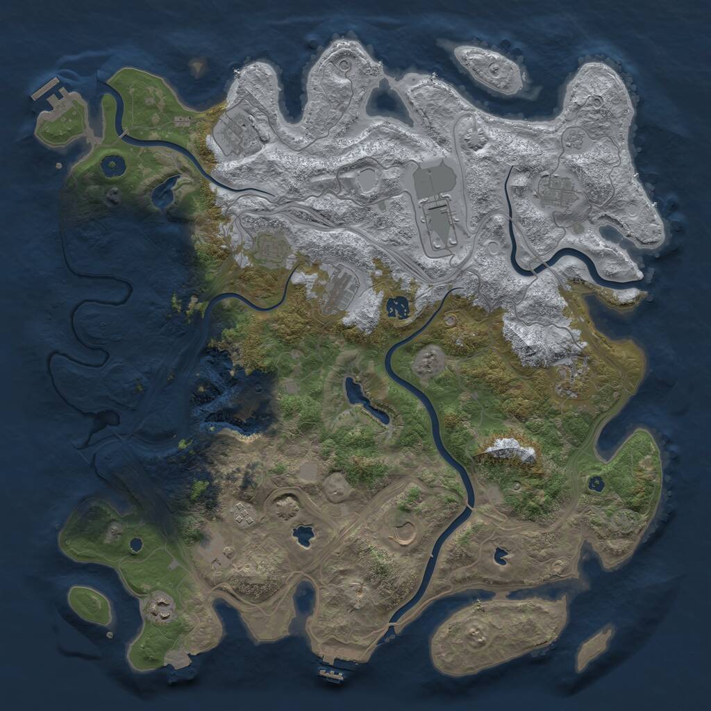 Rust Map: Procedural Map, Size: 4500, Seed: 615426408, 17 Monuments