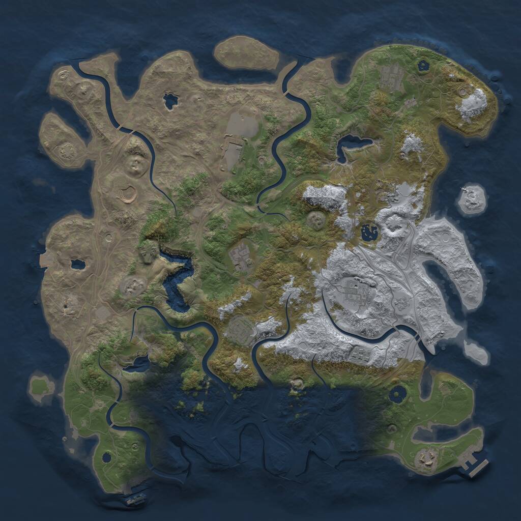 Rust Map: Procedural Map, Size: 4500, Seed: 1780711700, 16 Monuments
