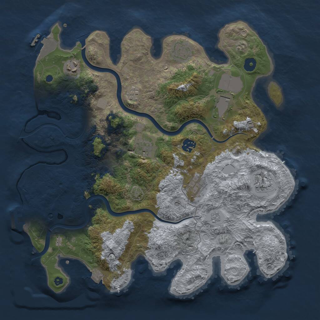 Rust Map: Procedural Map, Size: 3650, Seed: 20, 14 Monuments