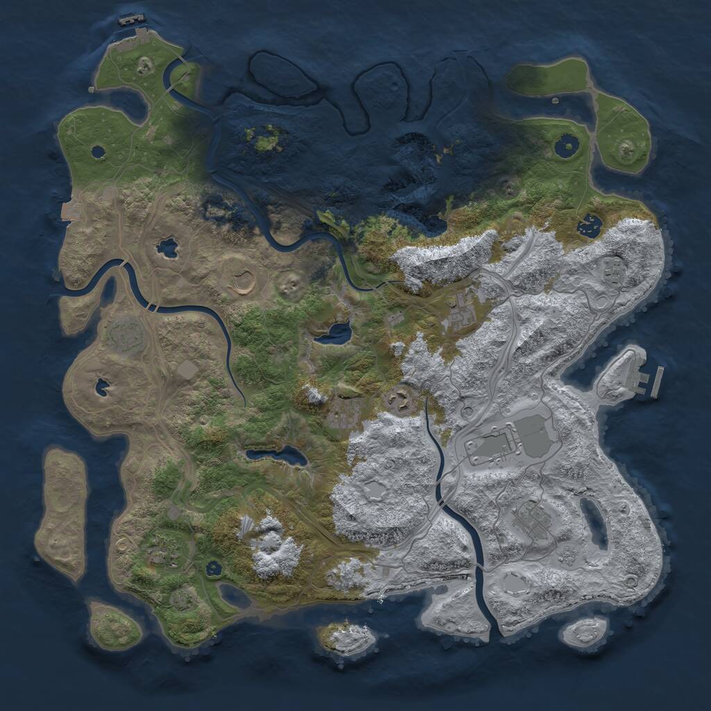 Rust Map: Procedural Map, Size: 4500, Seed: 677087570, 16 Monuments