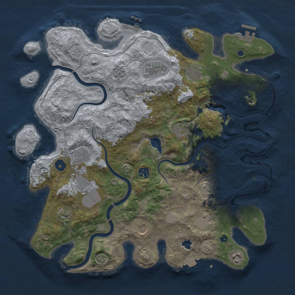 Rust Map: Procedural Map, Size: 4000, Seed: 732181667, 17 Monuments