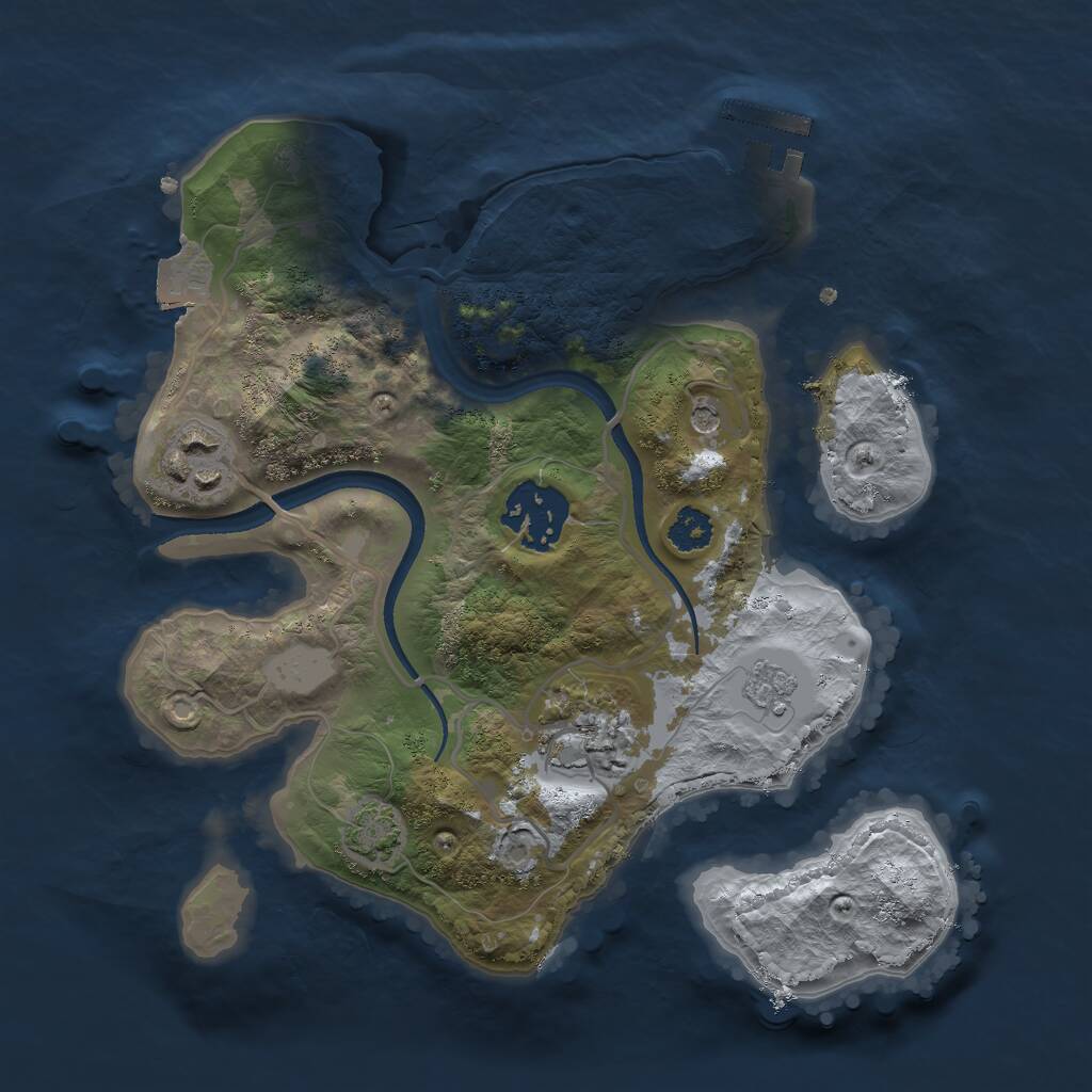Rust Map: Procedural Map, Size: 2500, Seed: 3734999, 8 Monuments