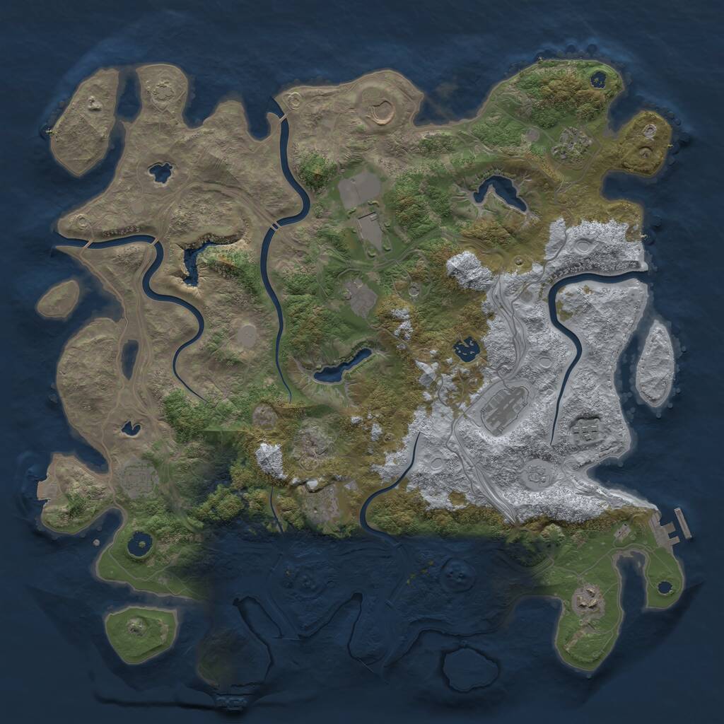Rust Map: Procedural Map, Size: 4500, Seed: 5618766, 16 Monuments