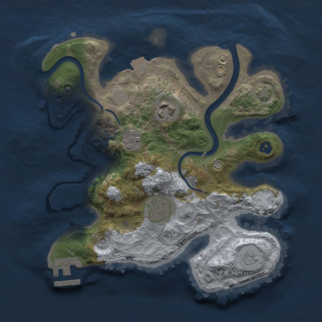 Rust Map: Procedural Map, Size: 2500, Seed: 425079775, 8 Monuments