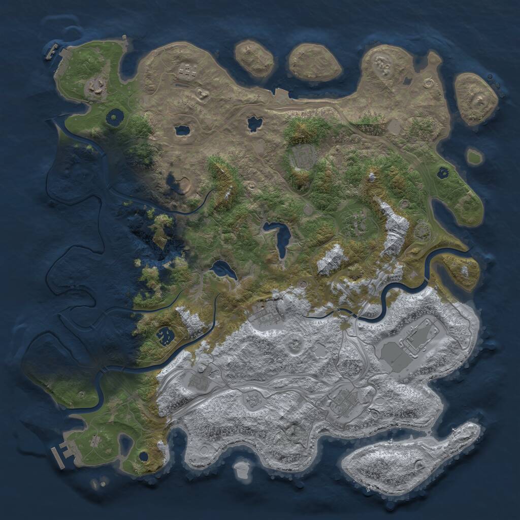 Rust Map: Procedural Map, Size: 4500, Seed: 993264892, 16 Monuments