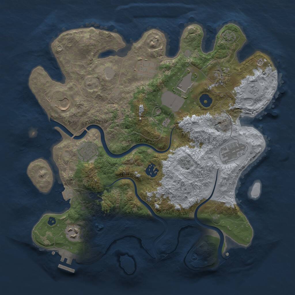 Rust Map: Procedural Map, Size: 3500, Seed: 1008165, 14 Monuments